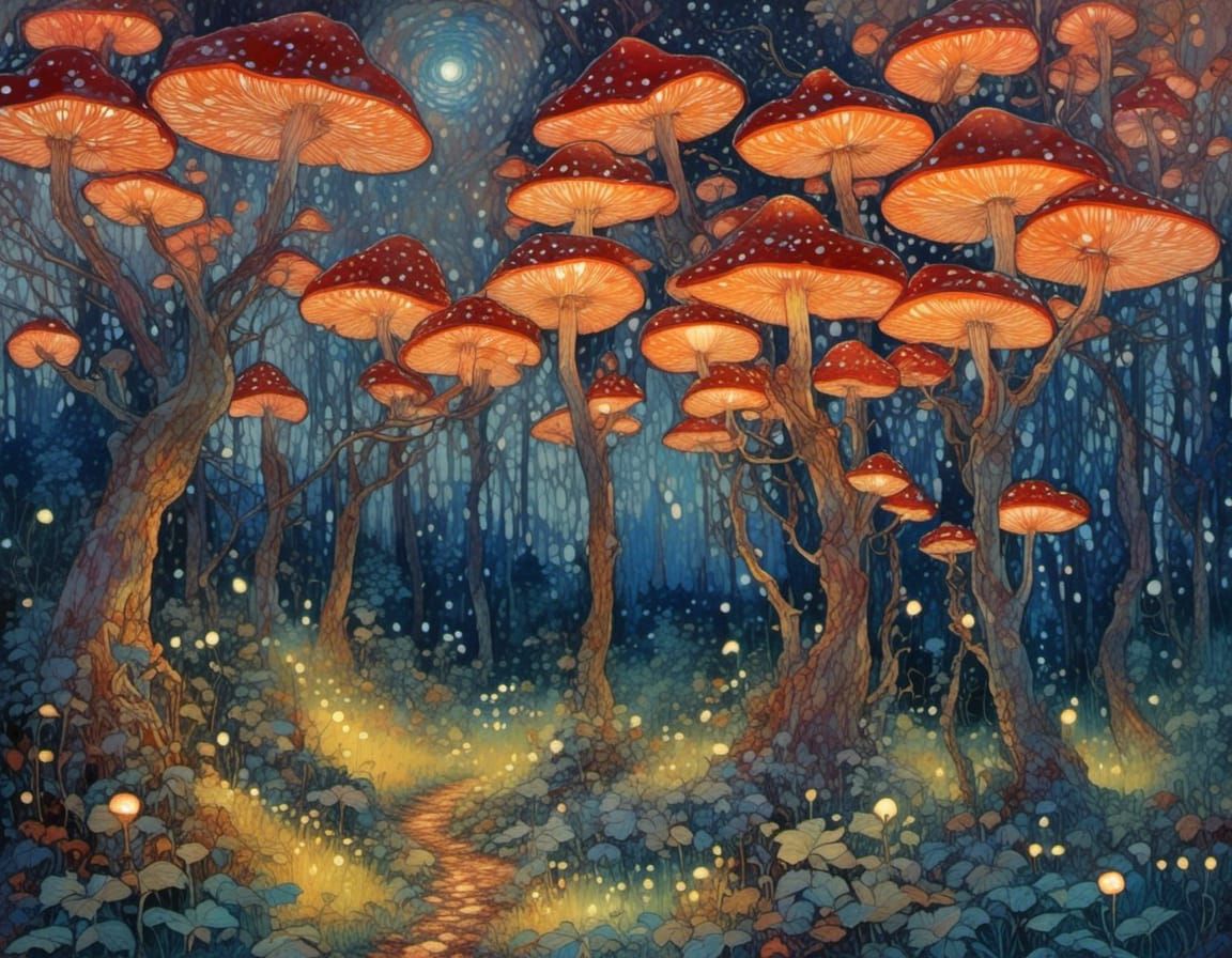 Magical Forest: Luminous Fantasy Landscape Painting