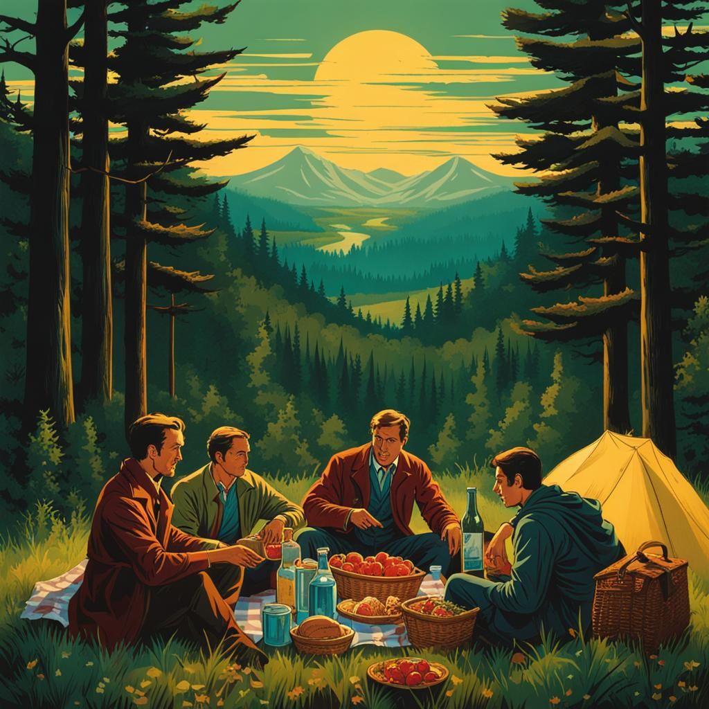 Ominous Roadside Picnic with Forest Monsters