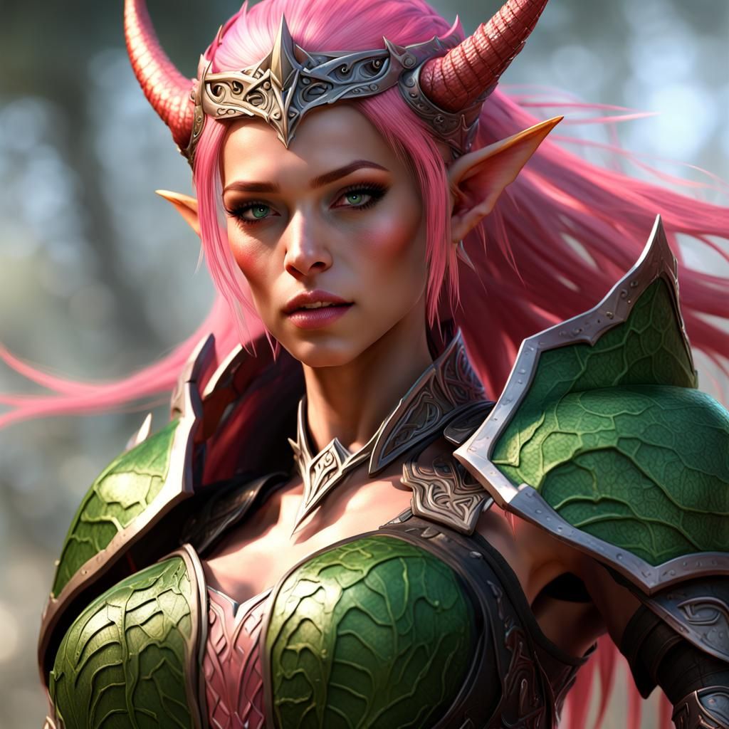 High Elf Princess Battles Dragon in Dark Fantasy Art