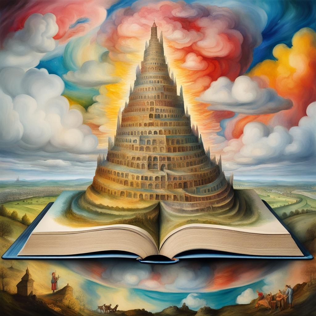 Tower of Babel: Biblical Illustration in Watercolour