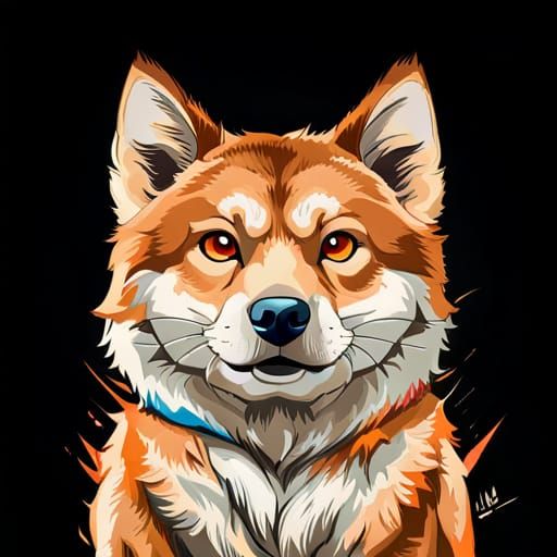 Shiba Inu in Anime Pop Art Style