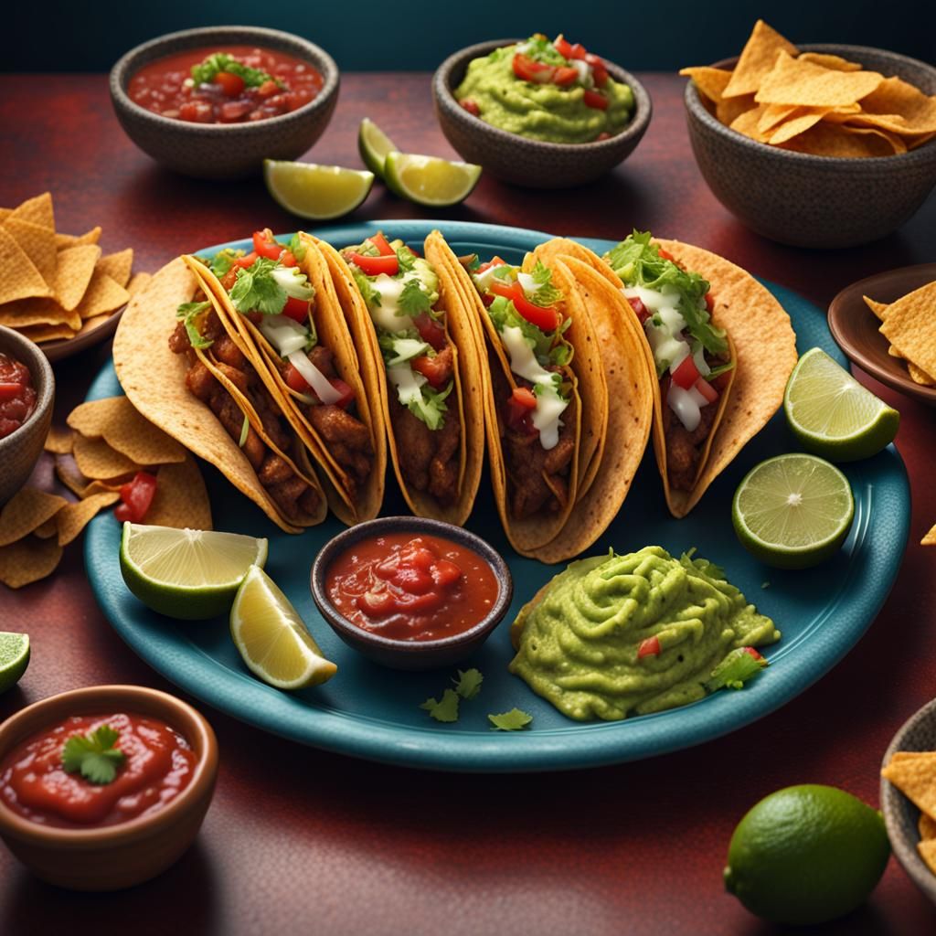 Delicious Tacos, Chips, and Guacamole: Digital Matte Paintin...