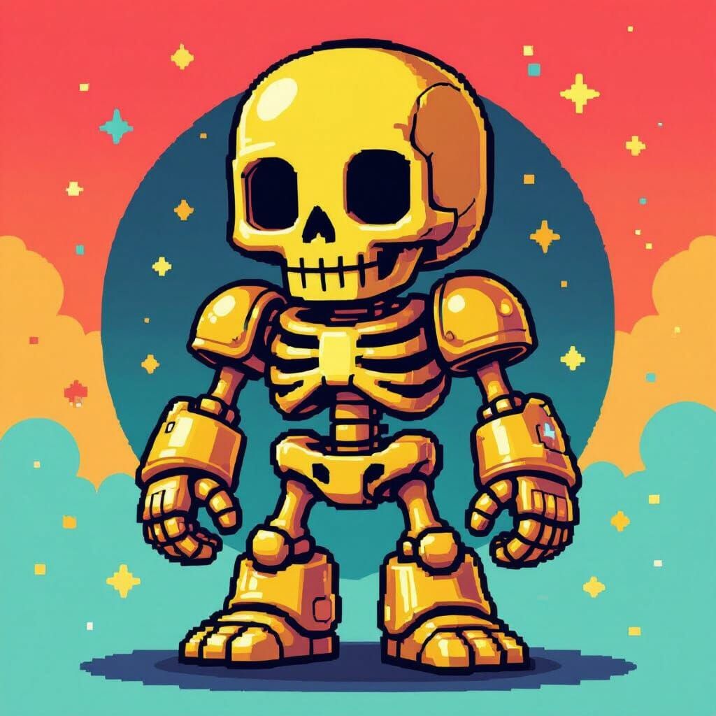 Intricate Pixel Art Character in 8-bit Style