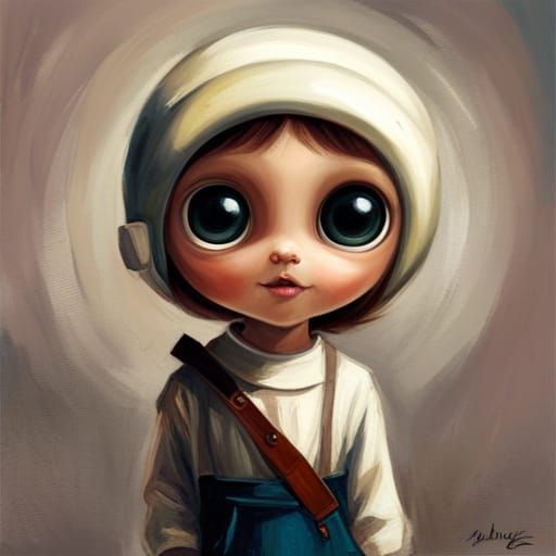 Sweet Girl Portrait in Expressive Oil Painting