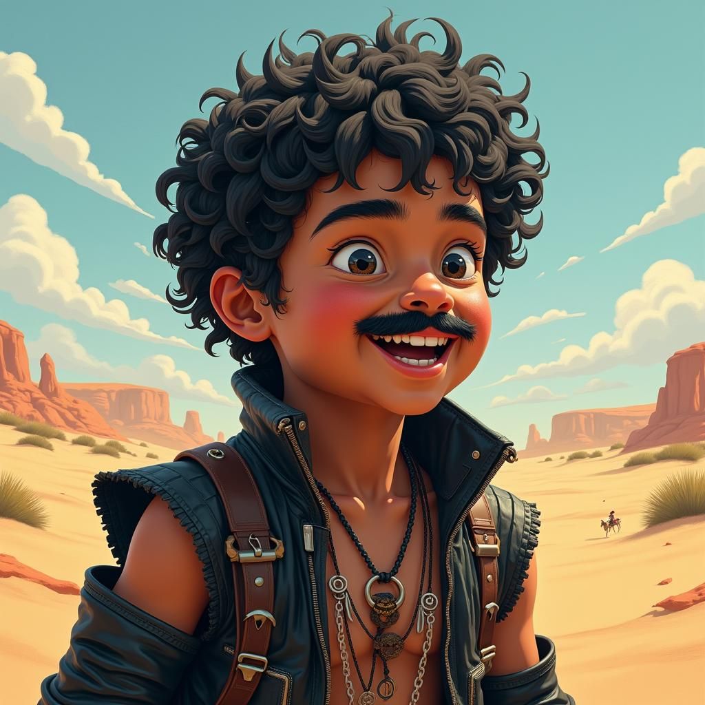 Maori Boy in Mad Max Outfit, 2D Fantasy Art