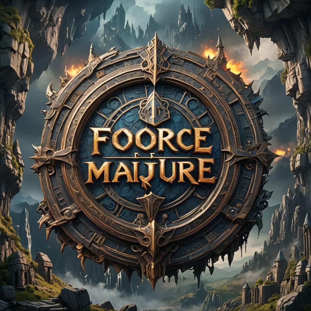 Force Majeure Logo in Detailed Matte Painting Style