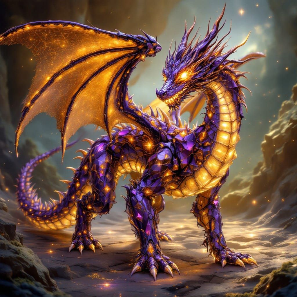 Majestic Dragon in Biomechanical Fractal Style