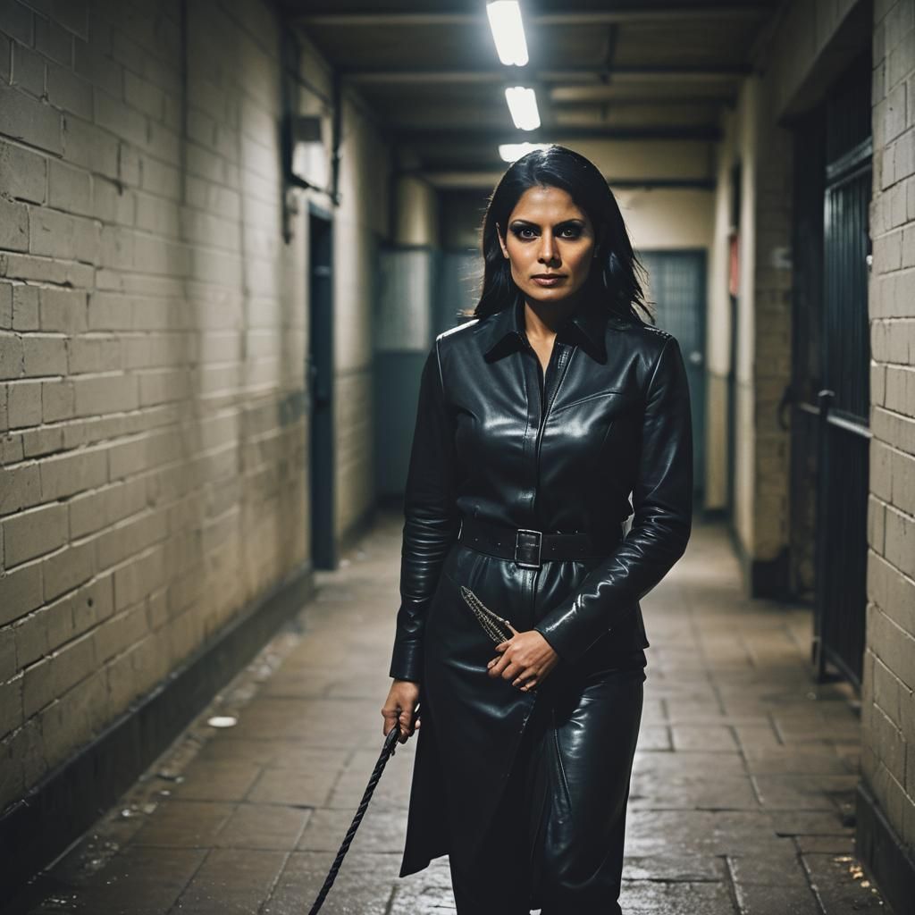 Dark Portrait: Priti Patel in Leather, Moody Lighting