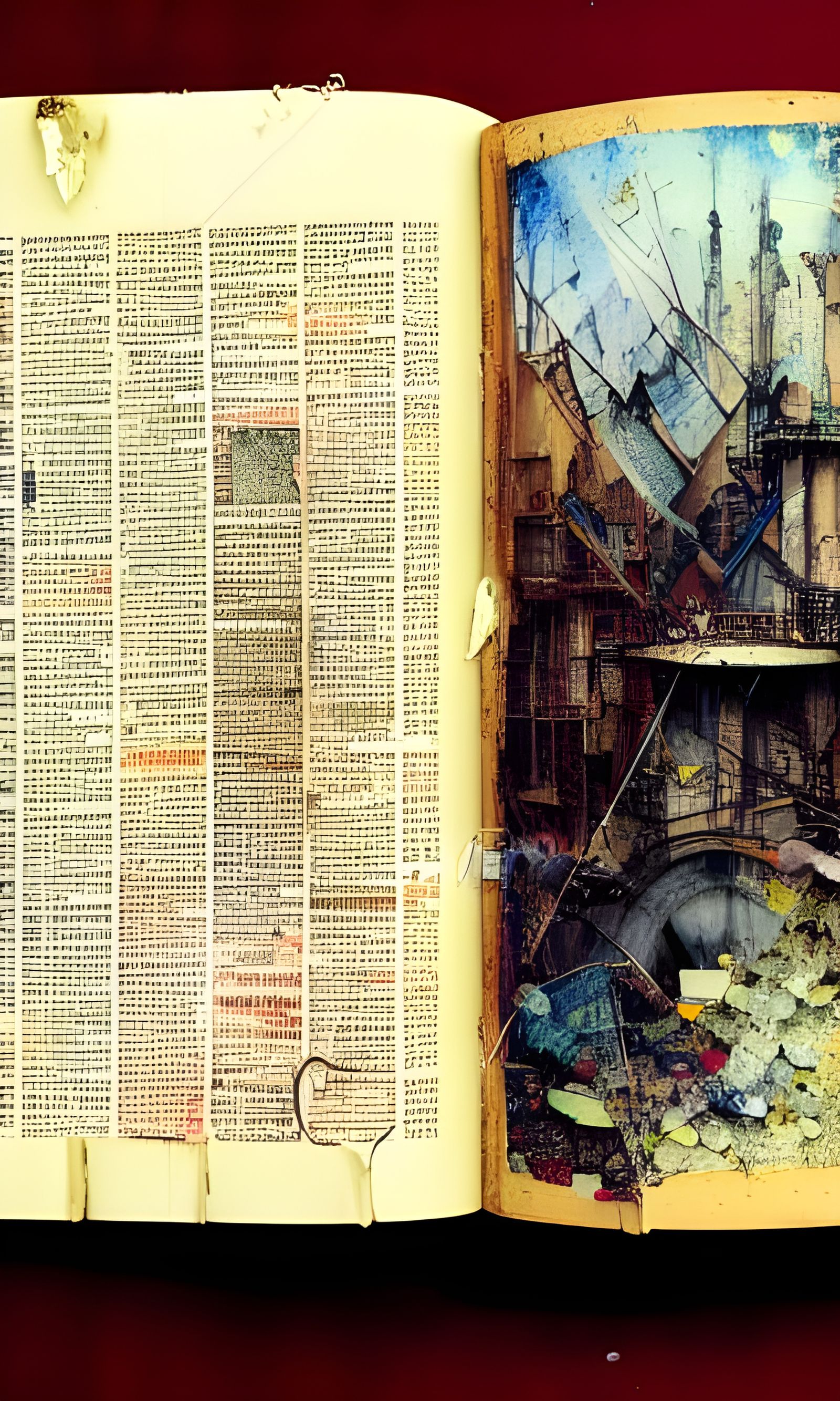 Detailed Painting of a Tattered Antique Book