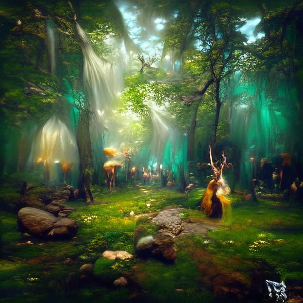 Enchanted Elven Forest Inspired by Bierstadt