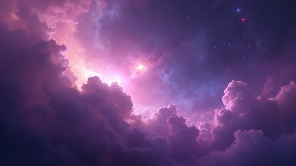 Cosmic Ballet: Nebula Dust Clouds in Soft Purple Tones