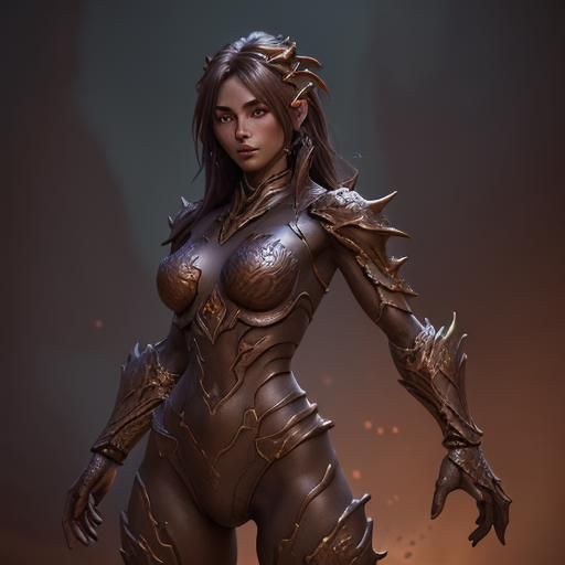 Bronze Dragon Humanoid Ranger: Fantasy Art