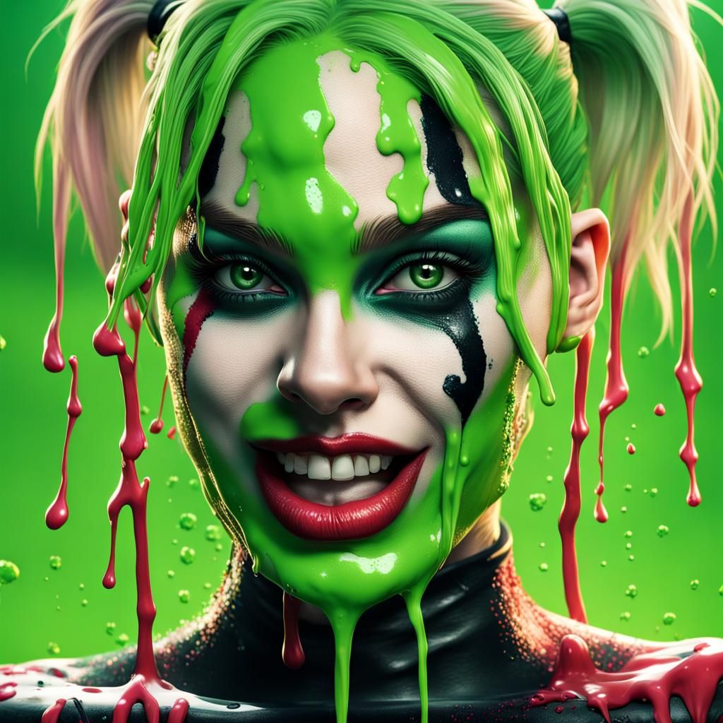 Harley Quinn covered in Acid