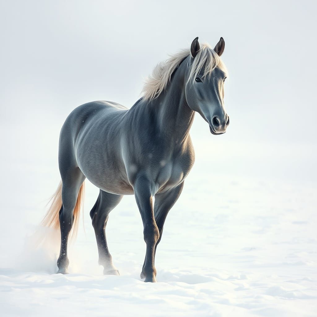 Ethereal Winter Horse in Serene Landscape