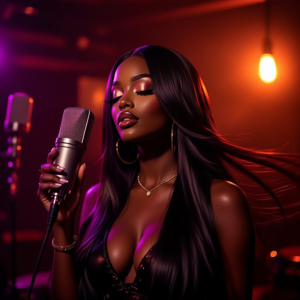 Soulful R&B Singer in Moody Studio Portrait