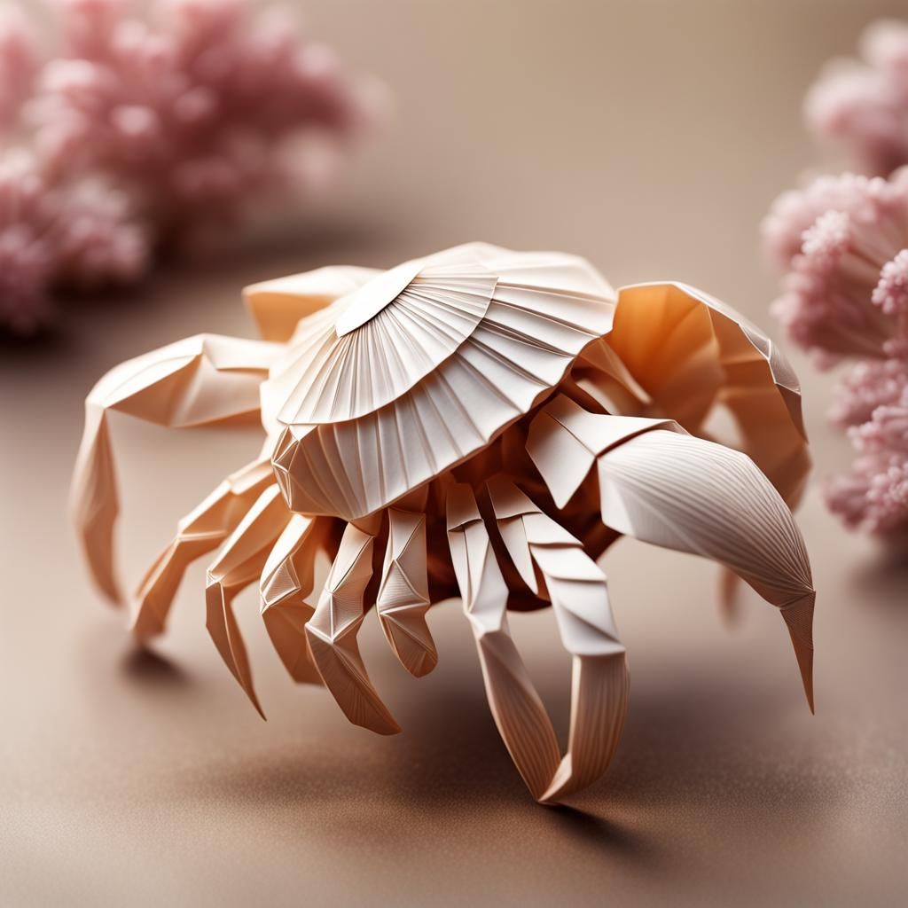 Hermit Crab with Intricately Carved Floral Shell