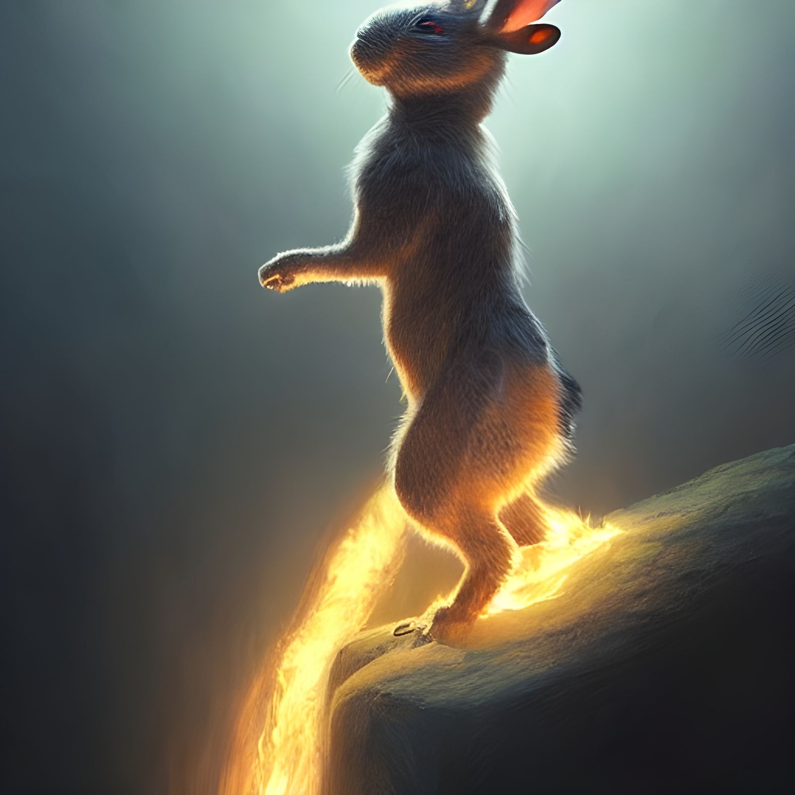 Fire Breathing Rabbit Digital Painting