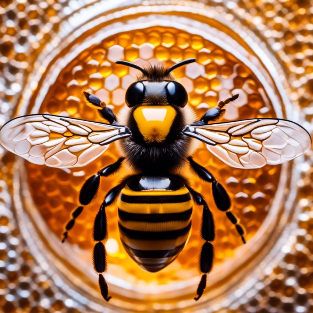 Bee on Honeycomb in Macro Photography Style
