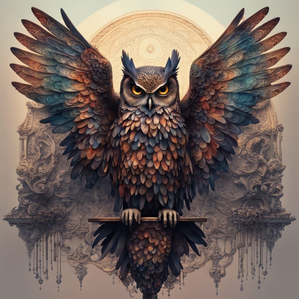 Mysterious Owl Silhouette with Gothic Glow