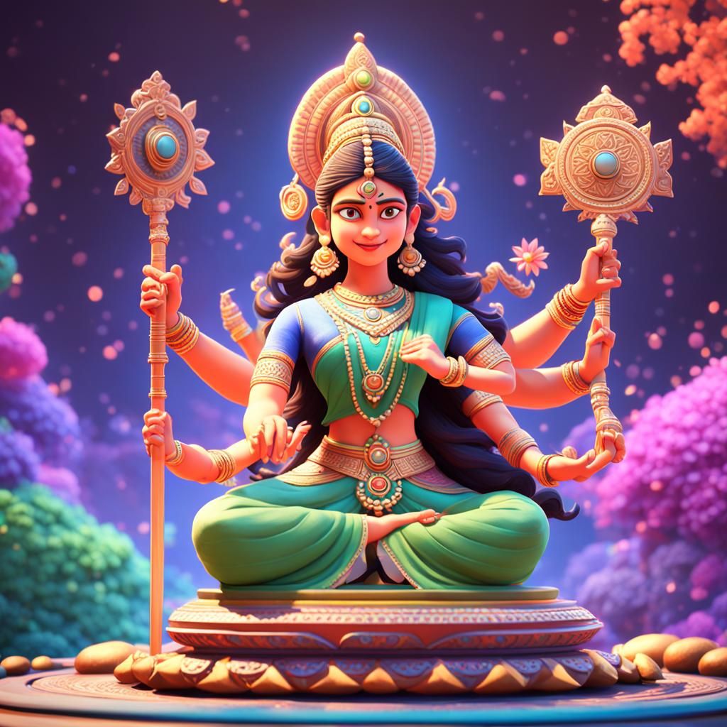 Parvati Devi in Pixar-Inspired 3D Digital Art