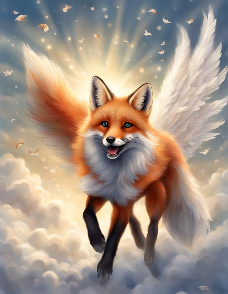 Angel Fox Frolicking in Heaven