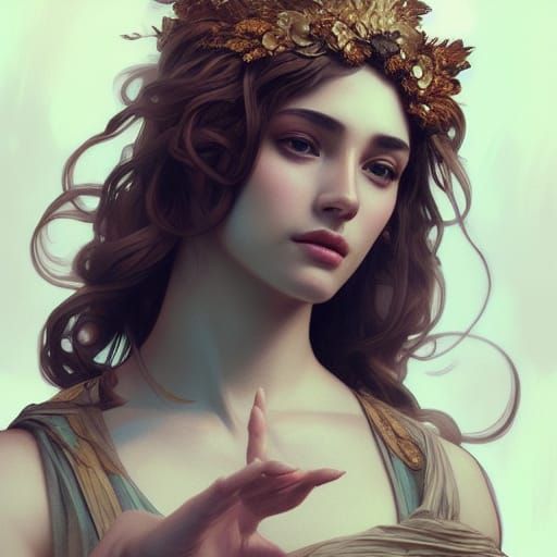 Ethereal Greek Goddess Portrait in Hyperdetailed Lighting