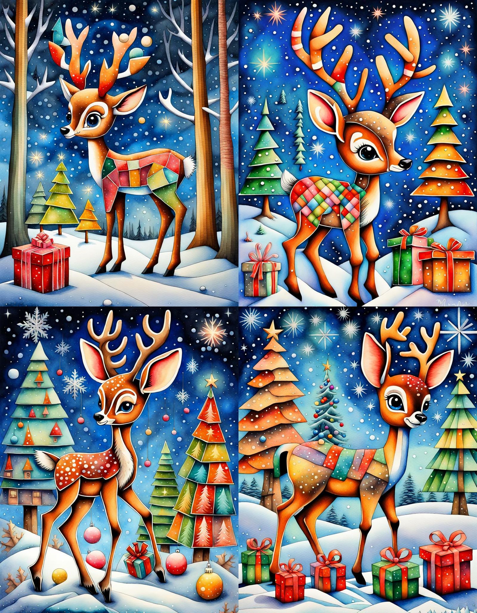 Christmas Wonderland in Vibrant Cubist Style