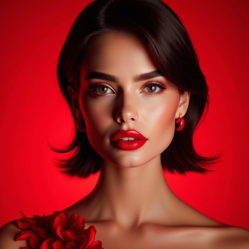 A Redlit Valentine Woman in Elegant Style