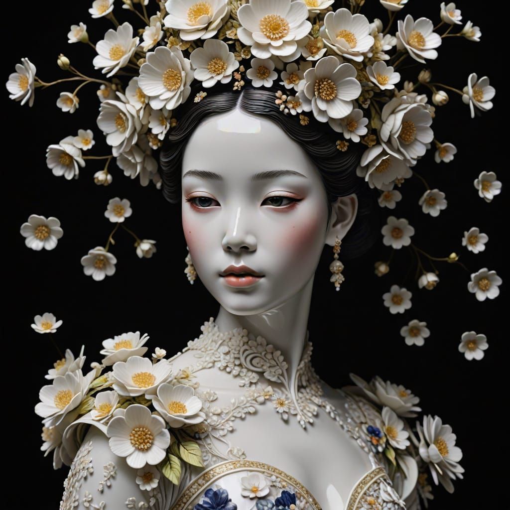 Porcelain Dancer with Flower Crown and Dress