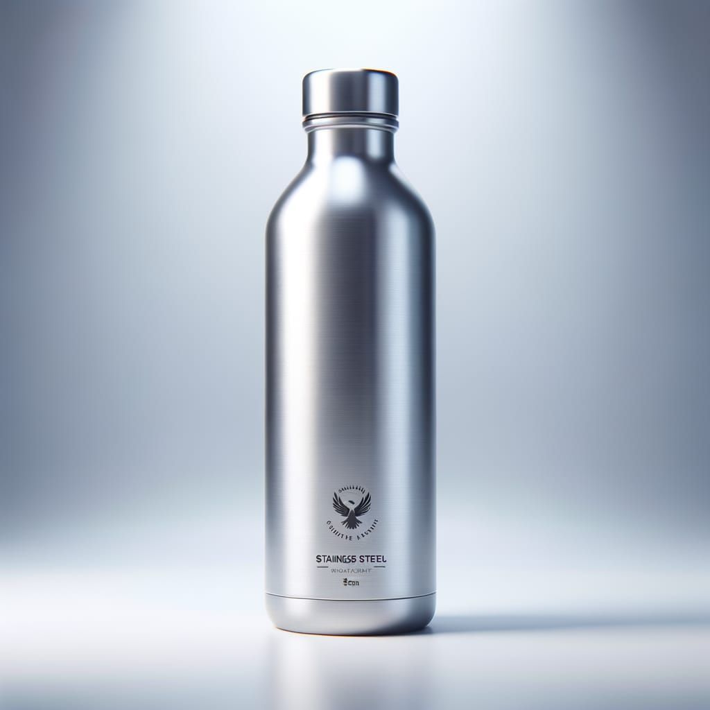 Minimalist Stainless Steel Water Bottle - Product Photograph...