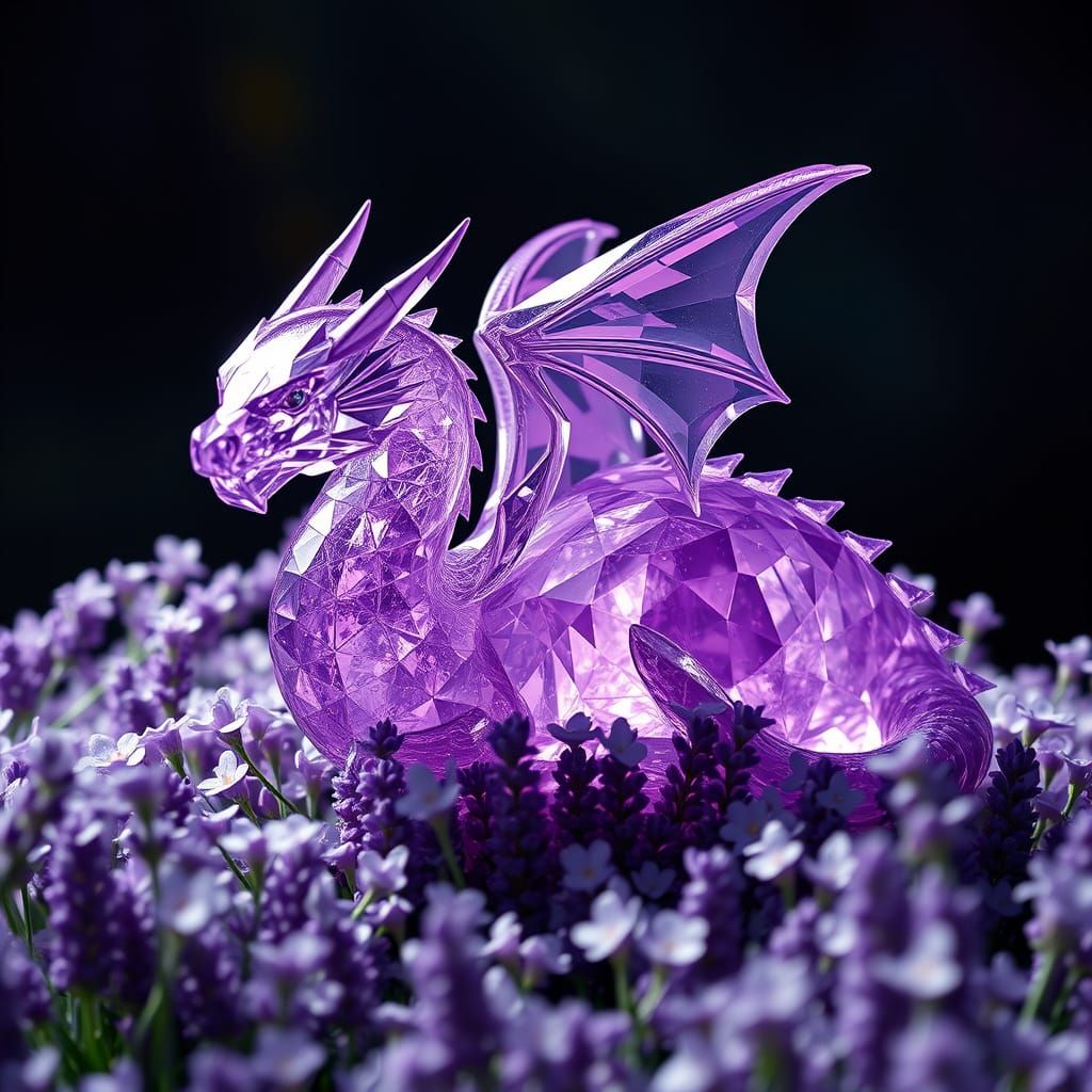 Dazzling Amethyst Dragon on Lavender Throne