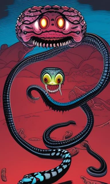 Menacing Coral Snake in Comic Book Style