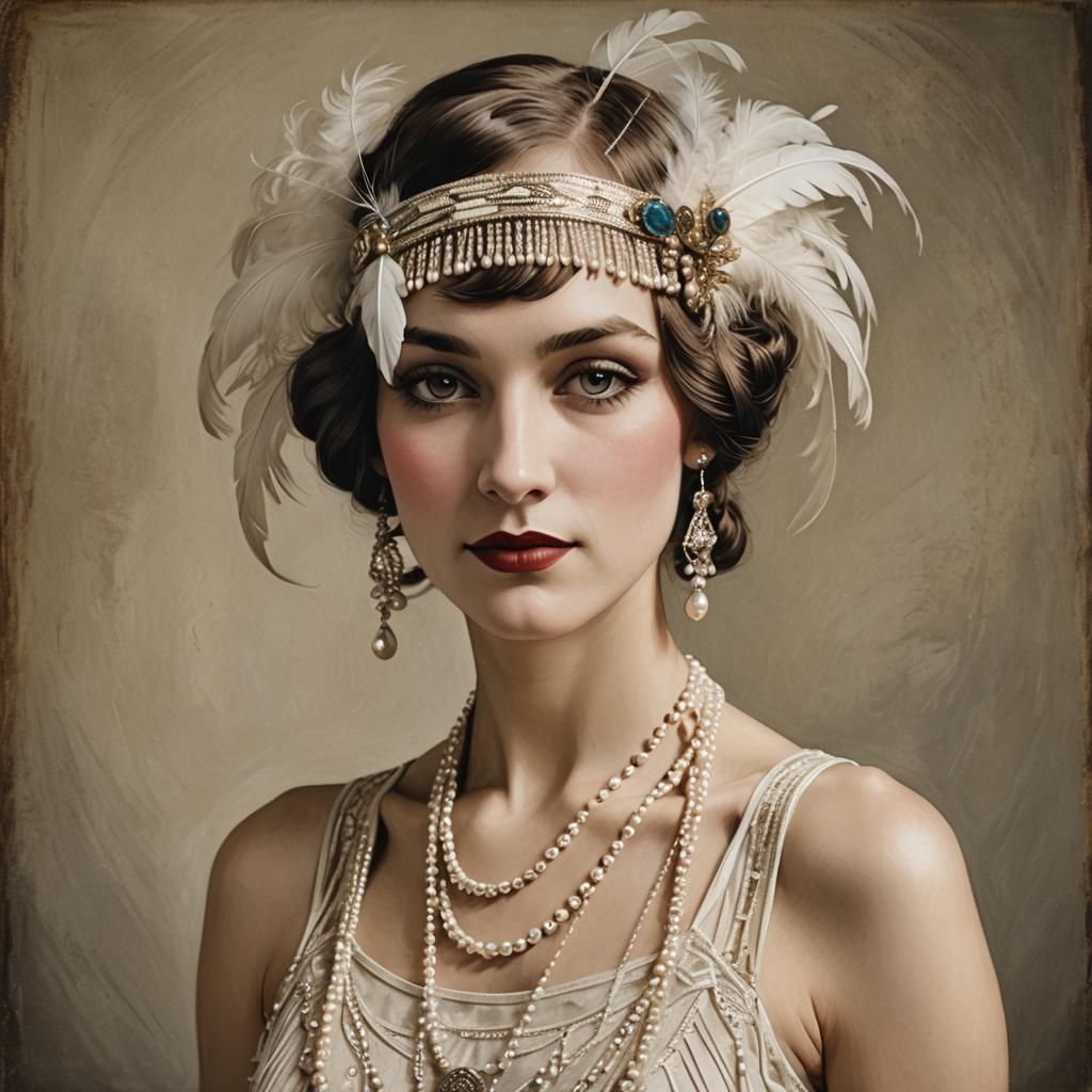 Flapper Portrait in Da Vinci Style