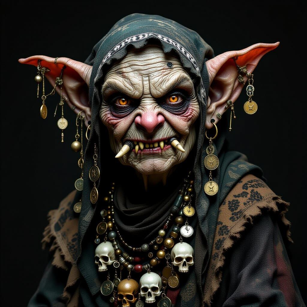 Ancient Goblin Crone in Dark Fantasy Realism
