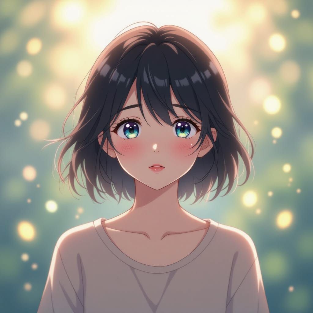 Anime Illustration with Soft Pastel Tones and Glowing Atmosp...