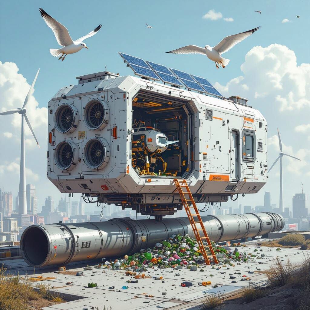 Futuristic Eco-Friendly Box with Robot Seagull