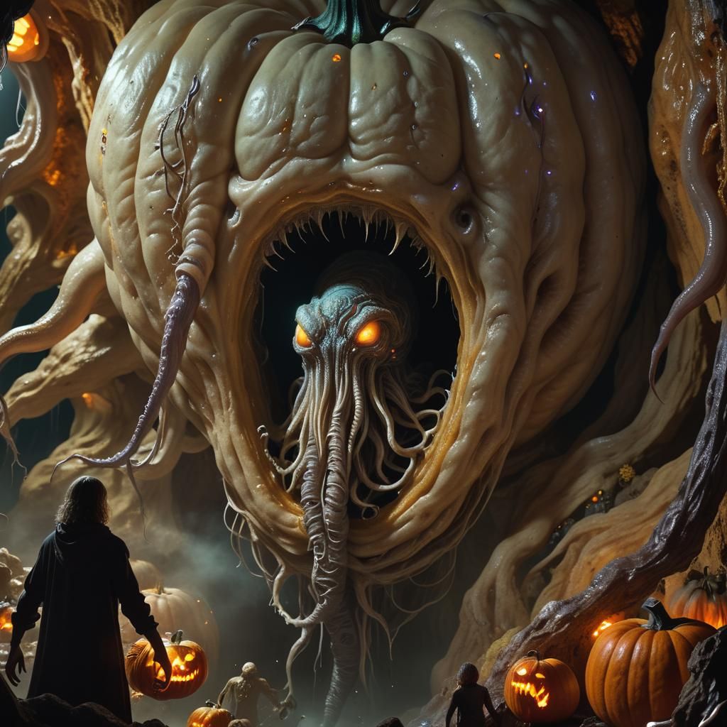 Enormous Pumpkin Creature Emerges from Caverns