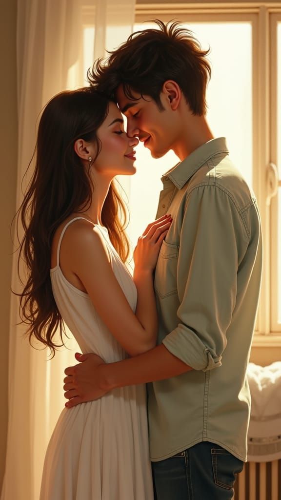 Intimate Embrace: A Couple's Tender Moment