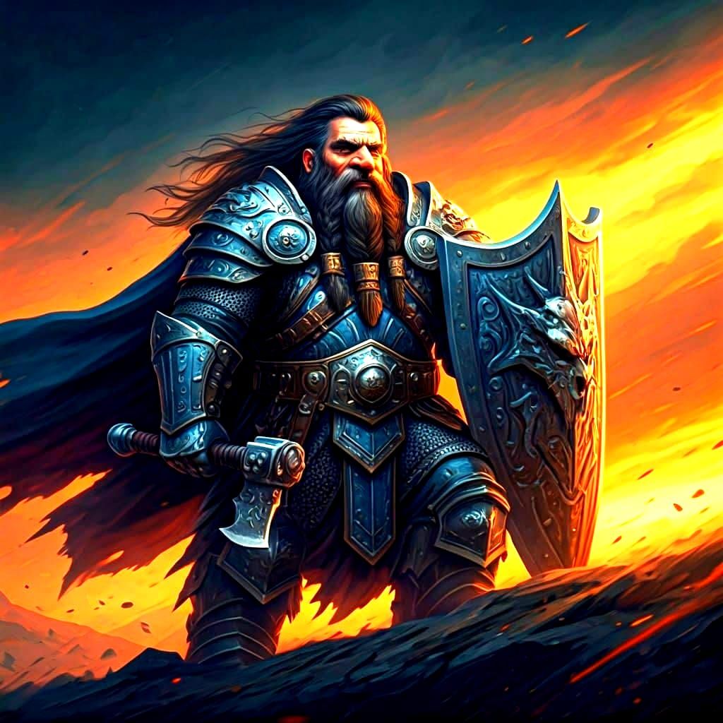 Dwarf Warrior Priest with Dragon Scale Shield