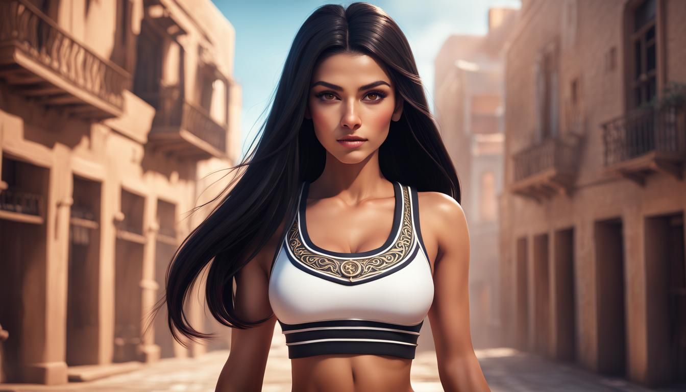 Beautiful Greek Woman in City: Fantasy Concept Art