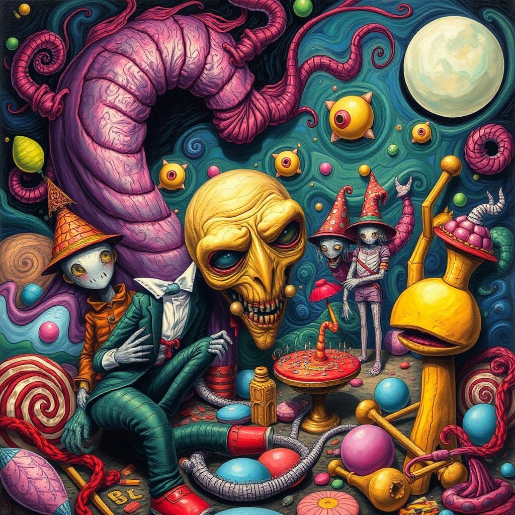 Nightmarish Candyland in Junji Ito Horror Style