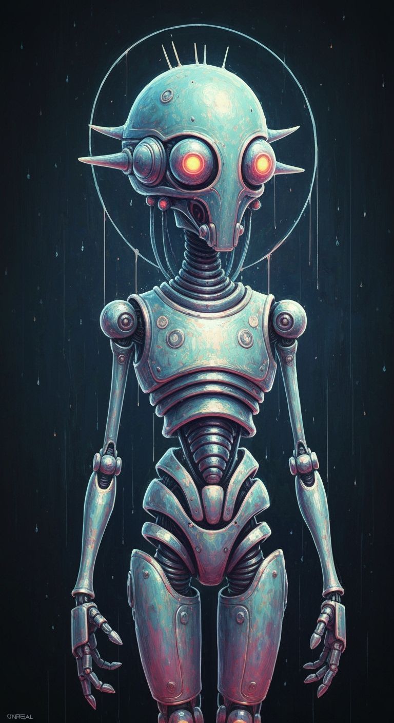 Surreal Futuristic Robot in Dreamy Abstract Style