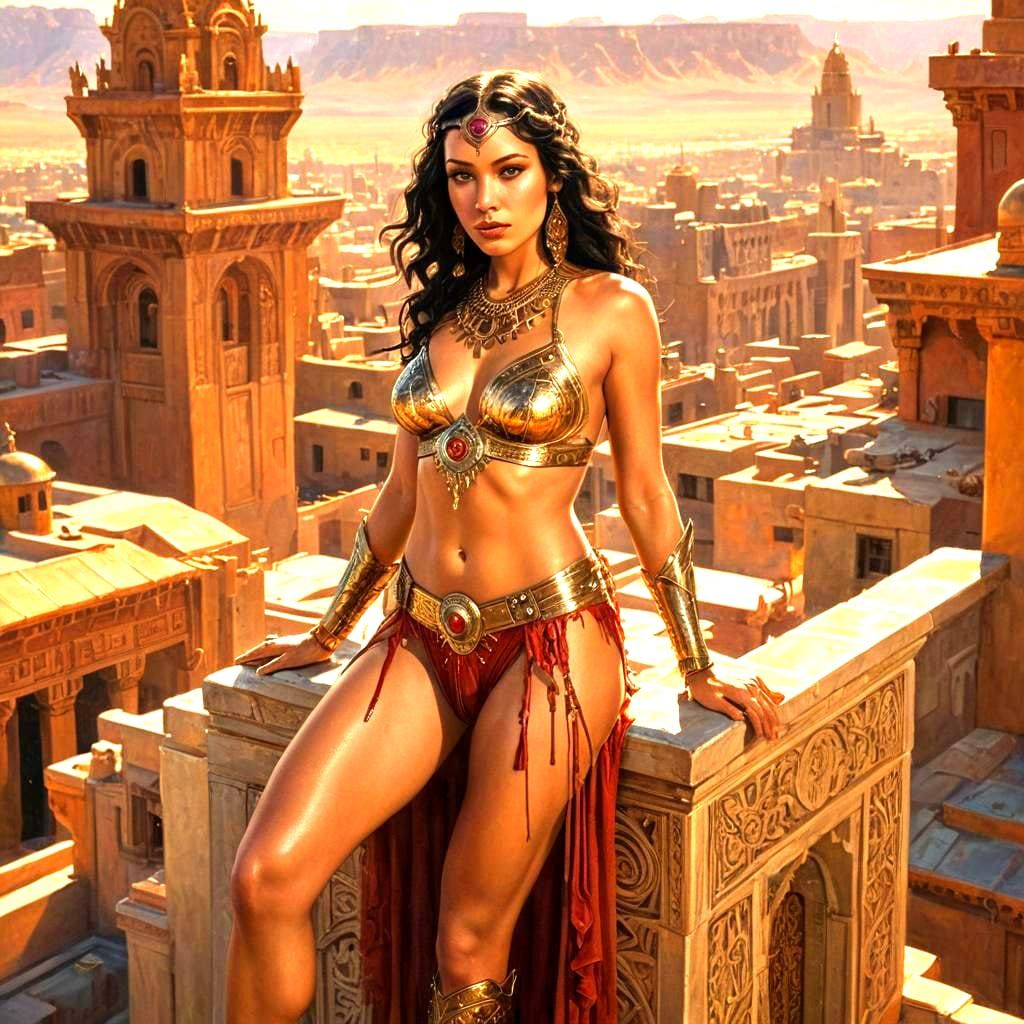 Dejah Thoris Sunbathing in Art Deco Style