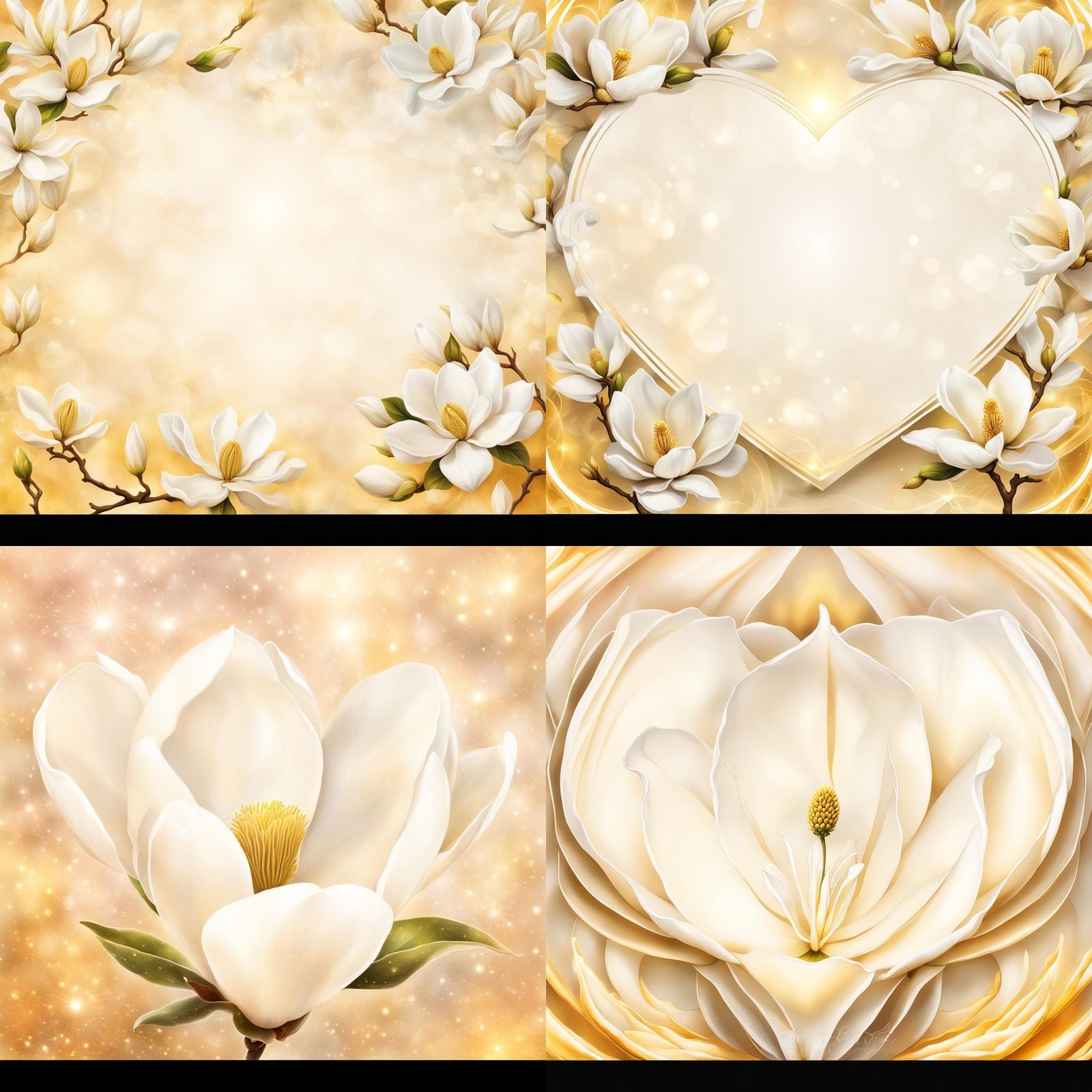 Elegant White Magnolias in Golden Sunlight