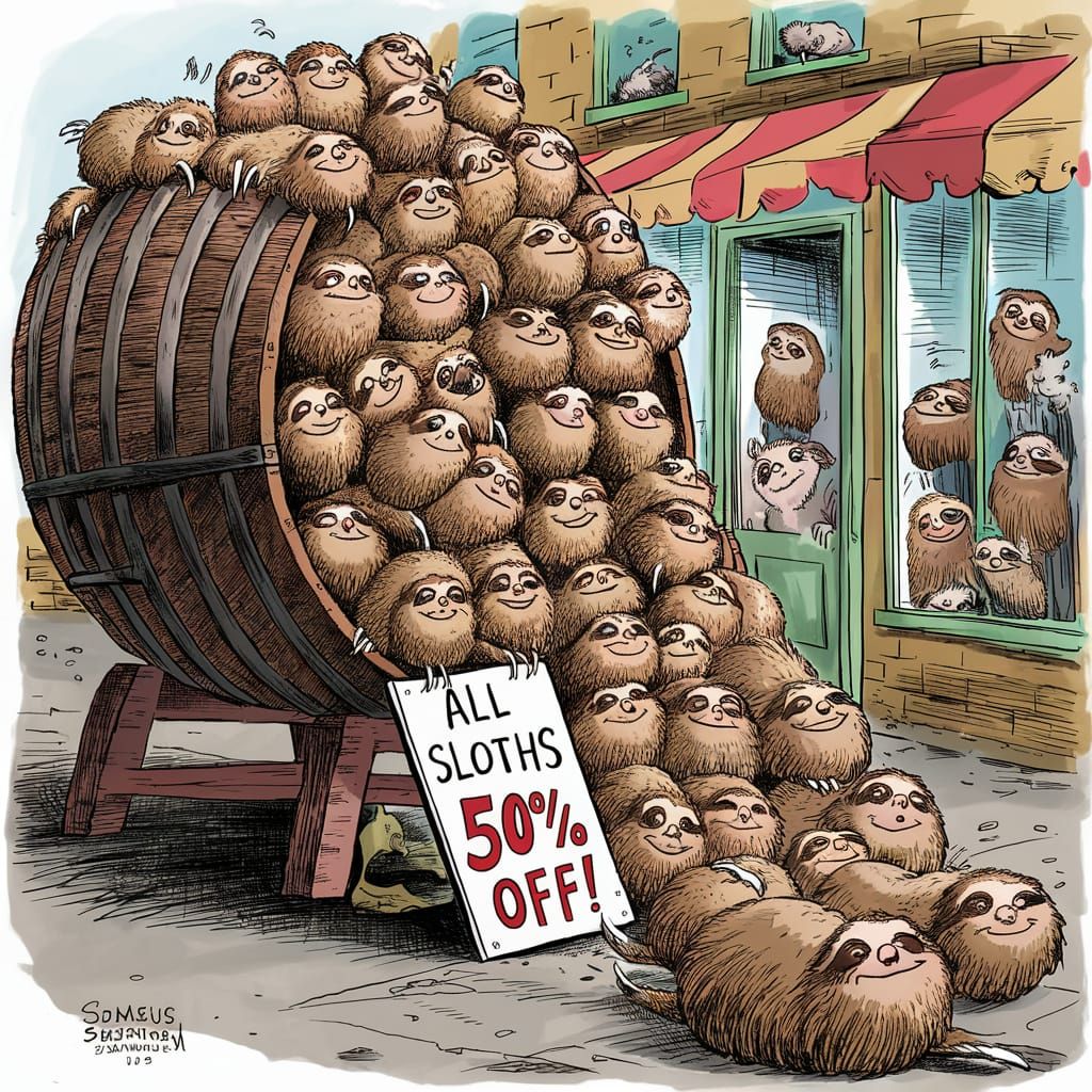 Sloths on Sale: A Humorous Cartoon Overflow