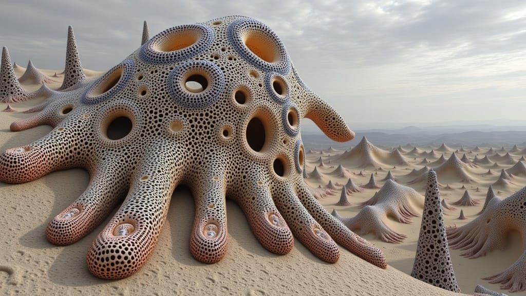 Fractal Lattice Creature in Hyper-Realistic Surrealism