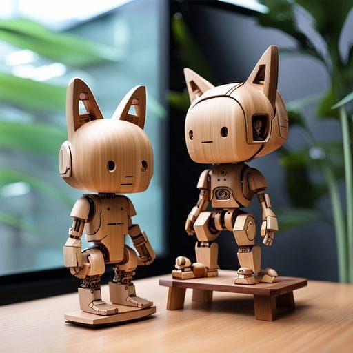 Wooden Cyberpunk Sculpture Collection