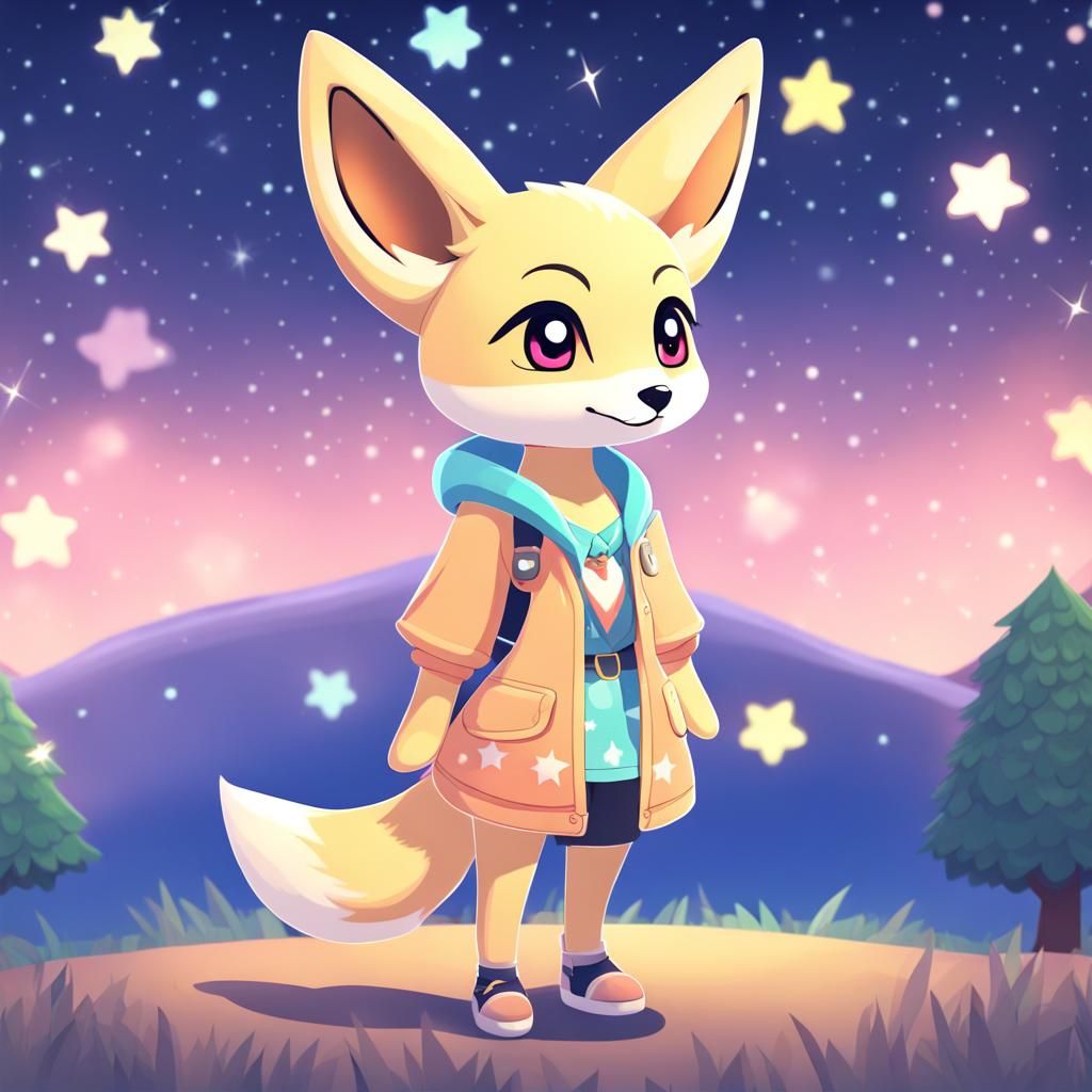 Fennec Fox Character in Animal Crossing Style