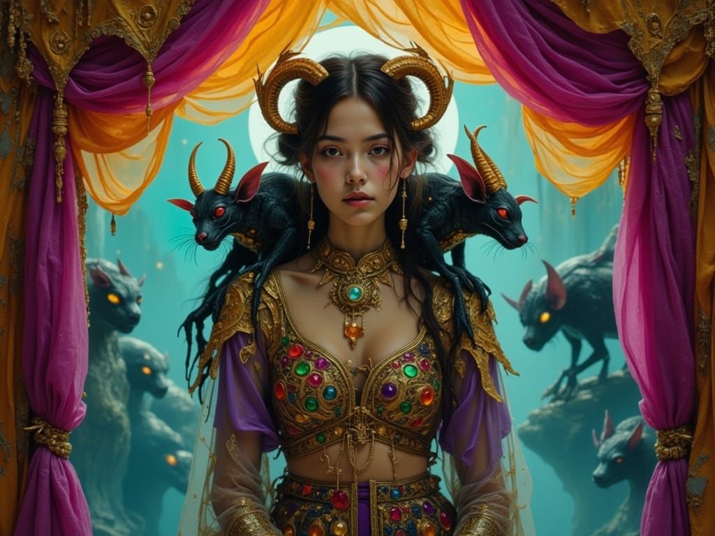 Magical Market Vendor with Tamed Demons