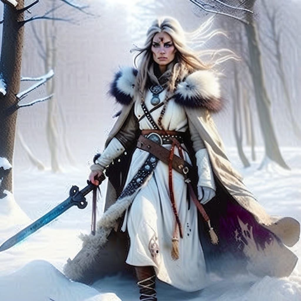 Nordic Queen Embarks into a Snowy Twilight